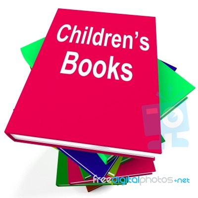 Children's Books Book Stack Shows Reading For Kids Stock Image