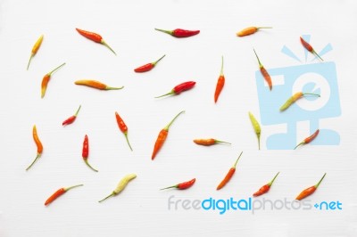 Chili Peppers On White Stock Photo