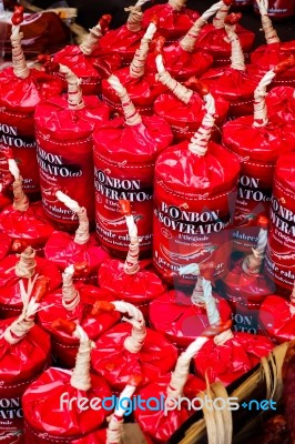 Chilli Dynamite For Sale On A Market Stall In Bergamo Stock Photo