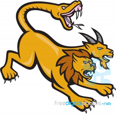 Chimera Attacking Side Cartoon Stock Image