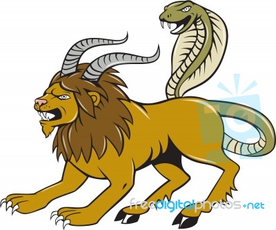 Chimera Attacking Side Cartoon Stock Image