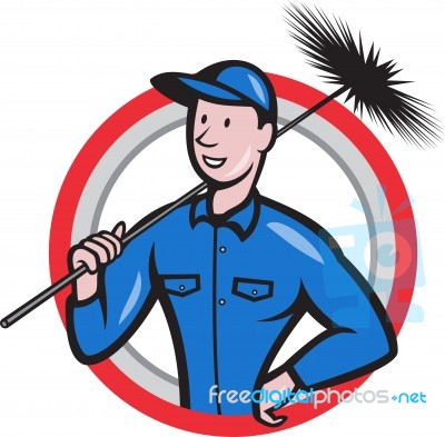 Chimney Sweeper Cleaner Worker Retro Stock Image