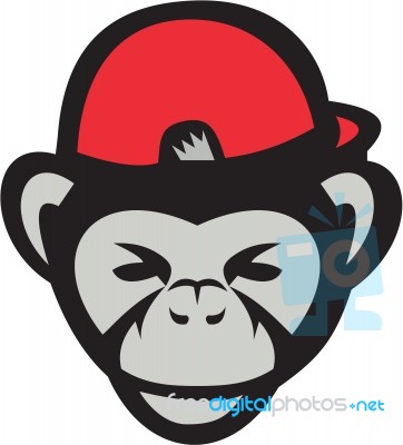 Chimpanzee Head Baseball Cap Retro Stock Image