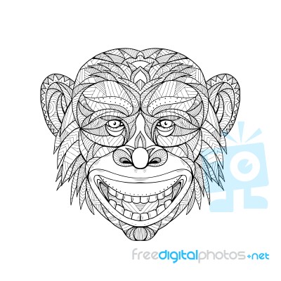 Chimpanzee Head Zentagle Stock Image