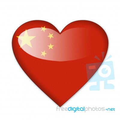 China Flag In Heart Shape Stock Image