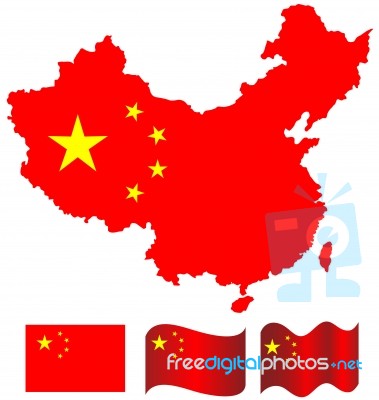 China Map And Flag Of China Stock Image