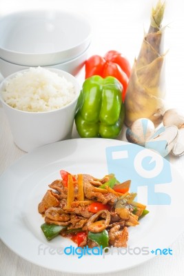 Chinese Beef And Vegetables Stock Photo