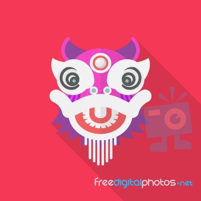 Chinese Dancing Dragon In Flat Style Stock Image