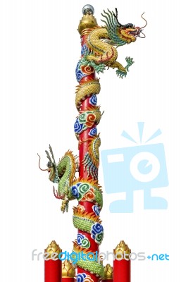 Chinese Dragon On The Ploe Stock Photo