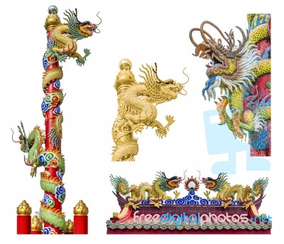 Chinese Dragon On The Ploe Stock Photo