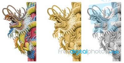 Chinese Dragon On The Ploe Stock Photo