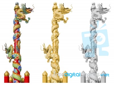 Chinese Dragon On The Ploe Stock Photo