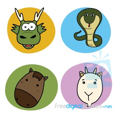 Chinese Horoscope Animal Set Stock Image