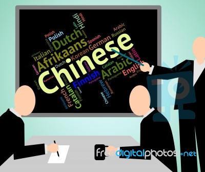 Chinese Language Indicates Speech Wordcloud And Word Stock Image