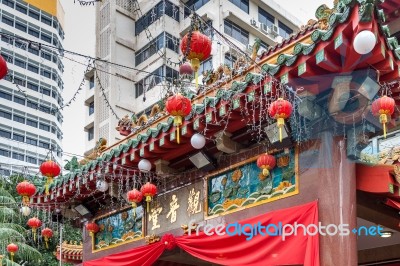 Chinese Lanterns Outside A Temple In Singapore Stock Photo