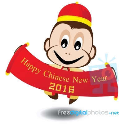 Chinese New Year And The Year Of Monkey Isolated On White Background.  Money On Chinese New Year Day Stock Image