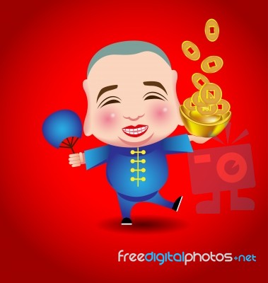 Chinese New Year Man With Smile Mask Stock Image