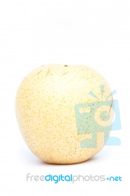 Chinese Pear On White Background Stock Photo