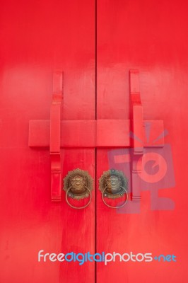 Chinese Red Door Stock Photo