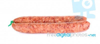 Chinese Sausages Isolated On The White Stock Photo