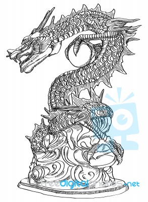 Chinese Style Dragon Statue Line Stock Image