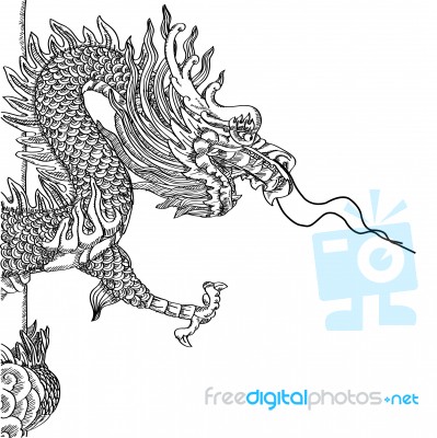 Chinese Style Dragon Statue Line Stock Image