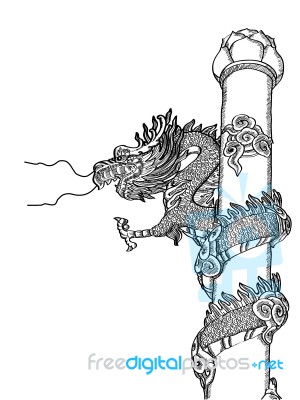 Chinese Style Dragon Statue Line Stock Image