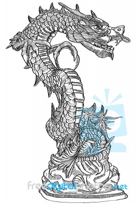 Chinese Style Dragon Statue Line Stock Image