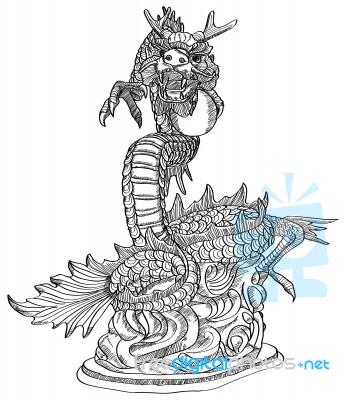 Chinese Style Dragon Statue Line Stock Image