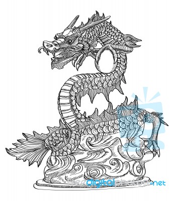 Chinese Style Dragon Statue Line Stock Image