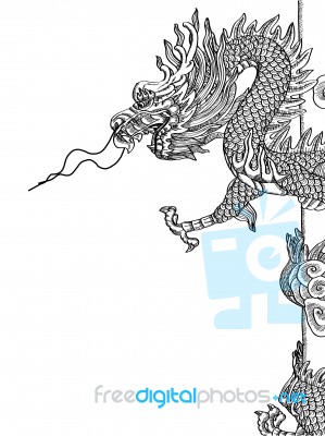 Chinese Style Dragon Statue Line Stock Image