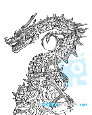 Chinese Style Dragon Statue Line Stock Image