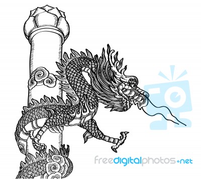 Chinese Style Dragon Statue Line Stock Image