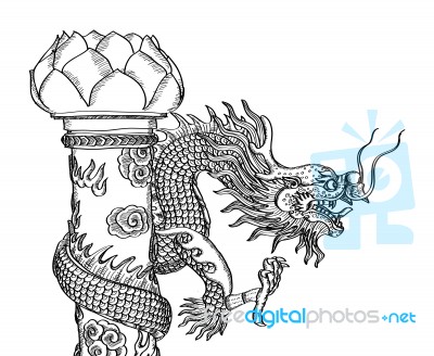 Chinese Style Dragon Statue Line Stock Image