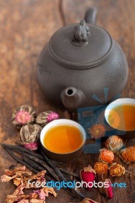 Chinese Style Herbal Floral Tea Stock Photo