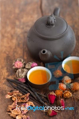 Chinese Style Herbal Floral Tea Stock Photo