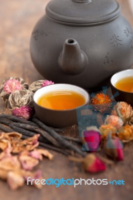 Chinese Style Herbal Floral Tea Stock Photo