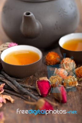 Chinese Style Herbal Floral Tea Stock Photo