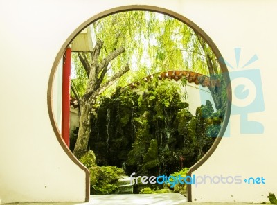 Chinese Style Round Doorway Stock Photo