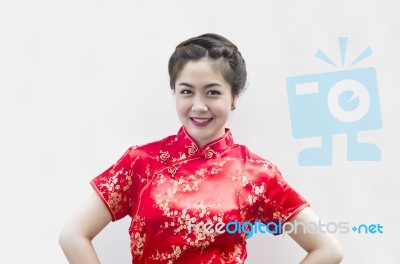 Chinese Young Woman With Tradition Clothing Stock Photo