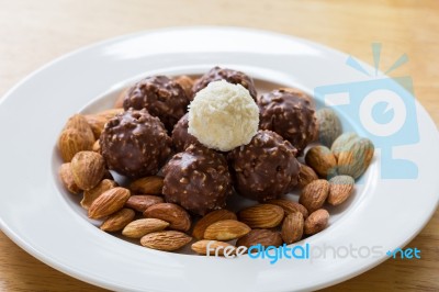 Chocolate And Almonds Stock Photo