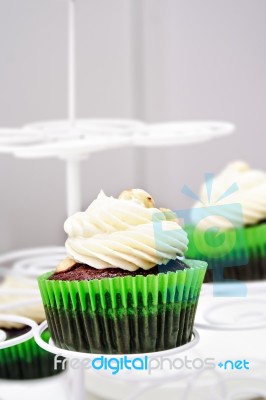 Chocolate And Hazelnut Cream Cupcake Stock Photo