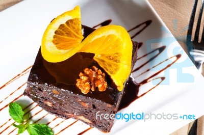 Chocolate And Walnuts Cake Stock Photo