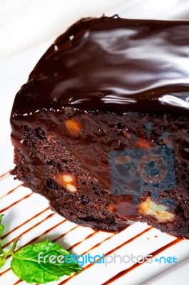 Chocolate And Walnuts Cake Stock Photo