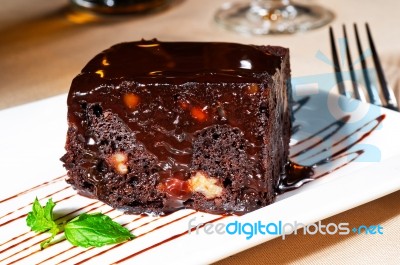 Chocolate And Walnuts Cake Stock Photo