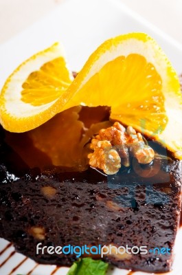 Chocolate And Walnuts Cake Stock Photo