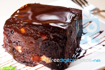 Chocolate And Walnuts Cake Stock Photo