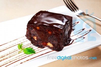 Chocolate And Walnuts Cake Stock Photo