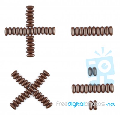 Chocolate Arithmetic Operations Stock Photo