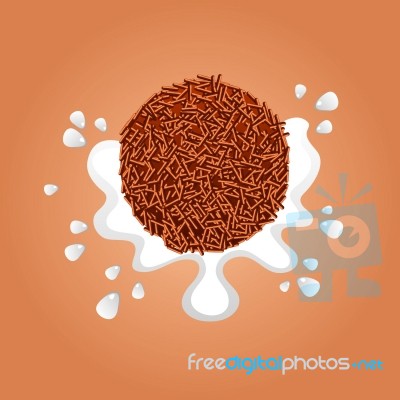 Chocolate Ball Splash Milk Stock Image